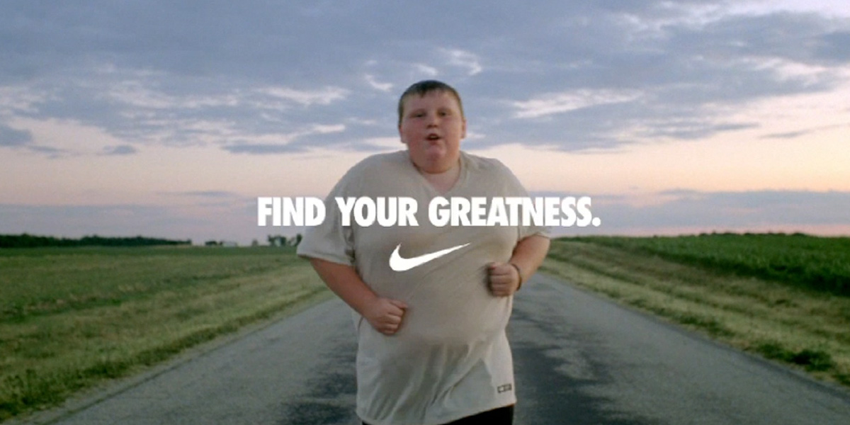 Screenshot of Nike's "Find Your Greatness" Campaign