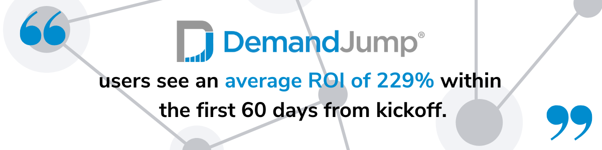 DemandJump customers see an ROI of over 200%