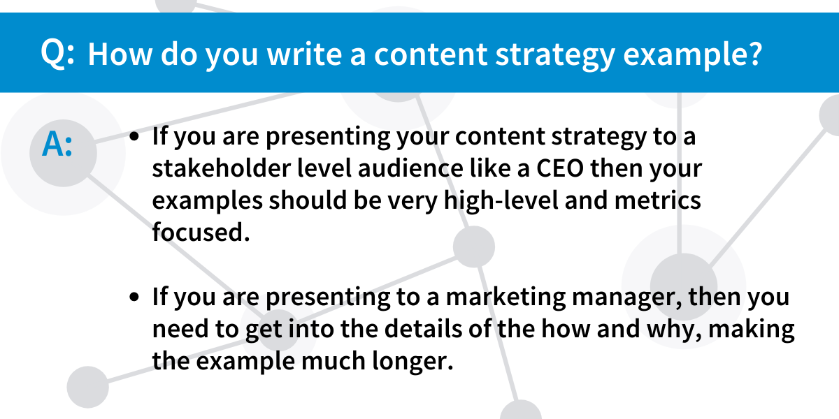 How do you write a content strategy example?