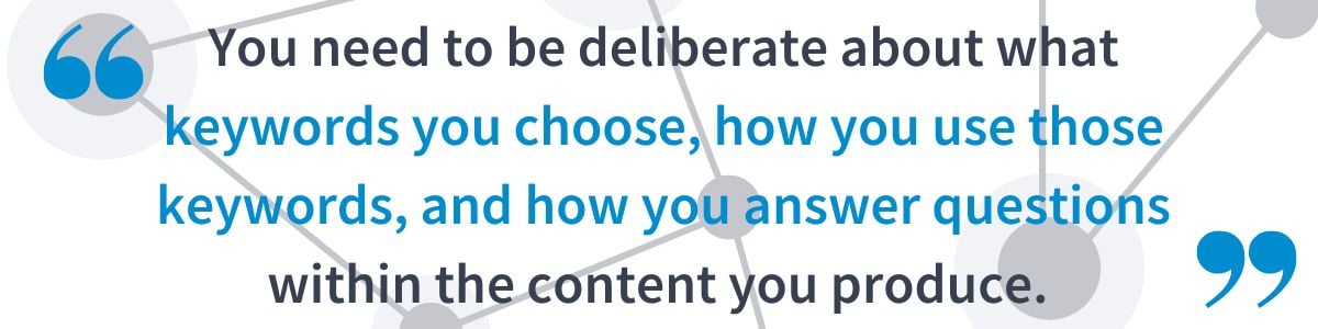 Be deliberate about keywords and questions