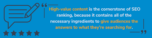 high-value content is the cornerstone of SEO ranking