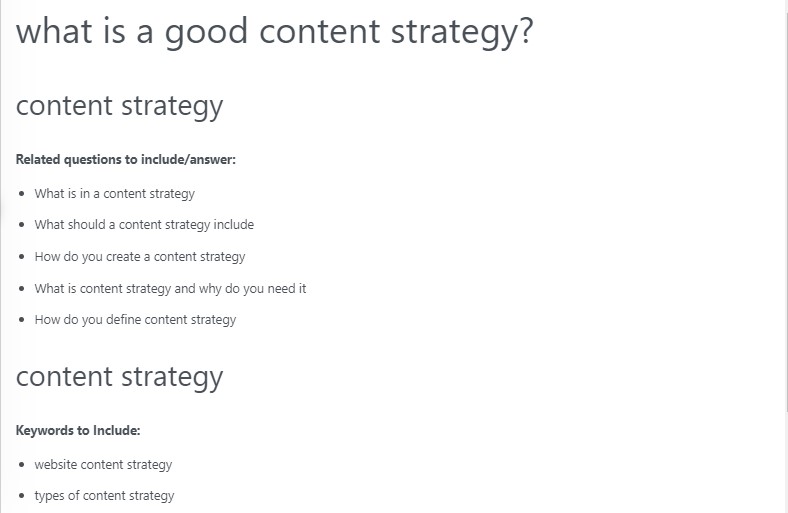 what is a good content strategy? content brief