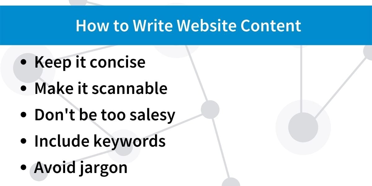 How to write website content list