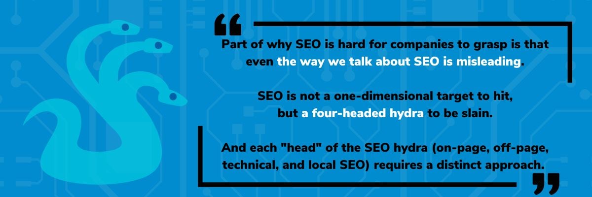 SEO is not a single target, but a four-headed hydra