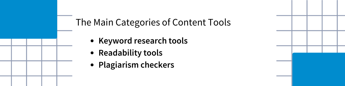 The main categories of content creation tools