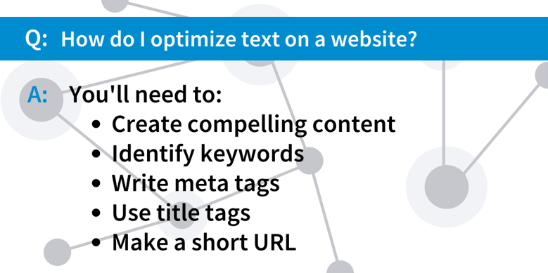 Items to optimize on a text-based webpage