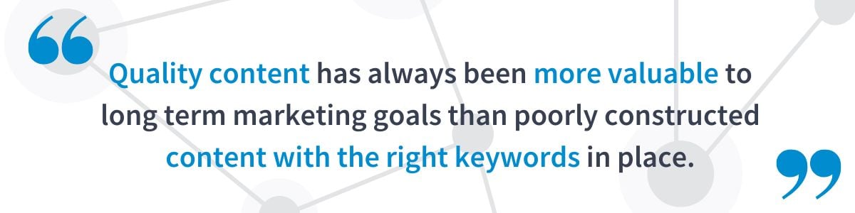 Quality content outperforms keyword stuffing