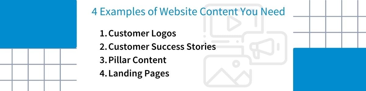 4 examples of website content