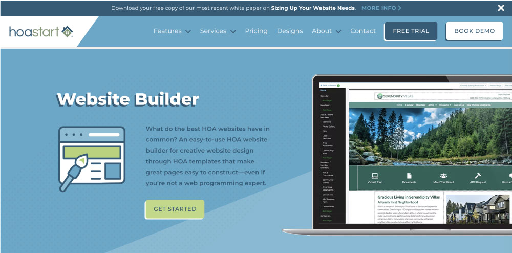image of hoa website for lead gen