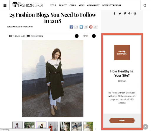 Fashion blog screenshot