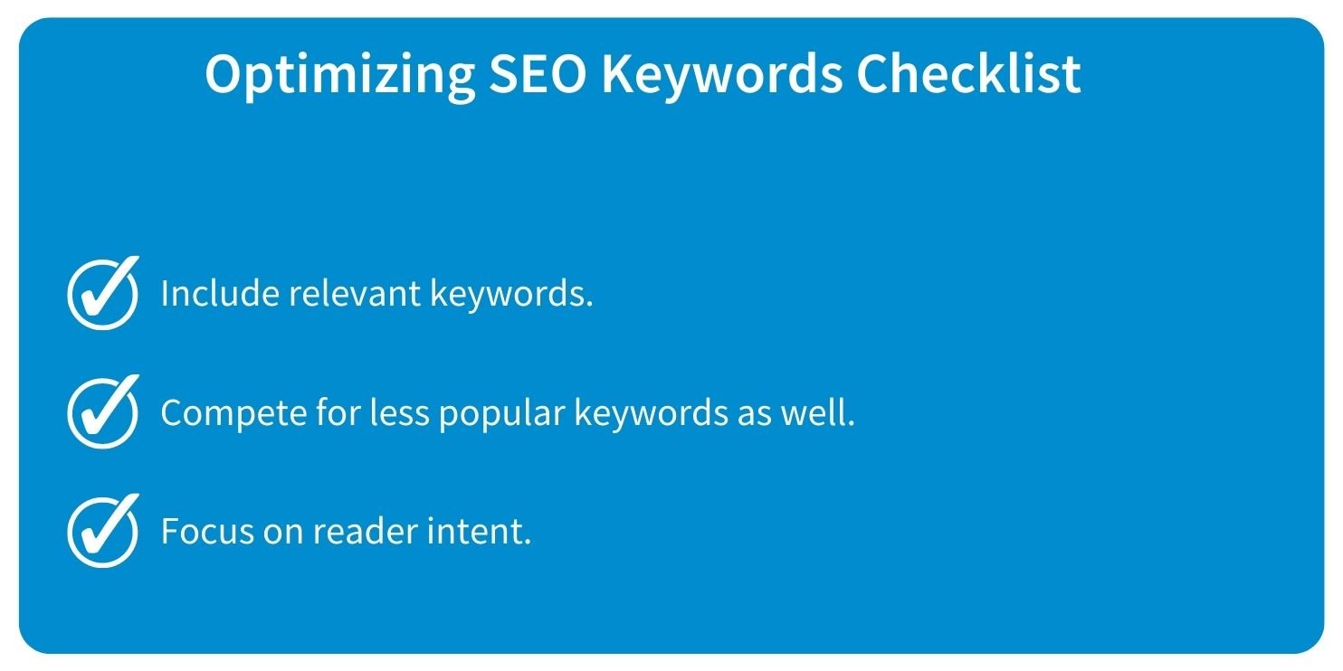 Optimizing SEO Keywords Checklist