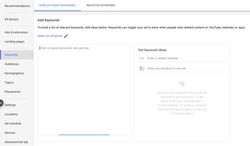 add keywords to contextually target with google
